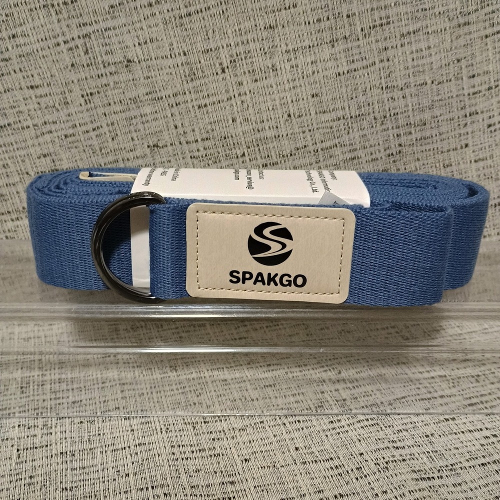 SPAKGO 8ft Yoga Stretch Strap Blue D-Ring Buckle Polyester Webbing Exercise Band